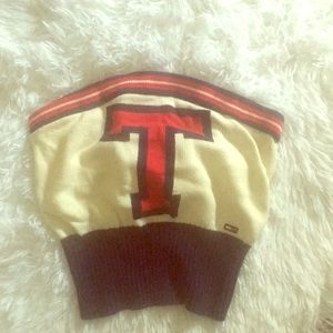 Cream colored varsity style Tommy Hilfiger tube